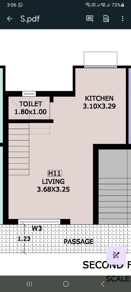 H11 second floor — living room and kitchen